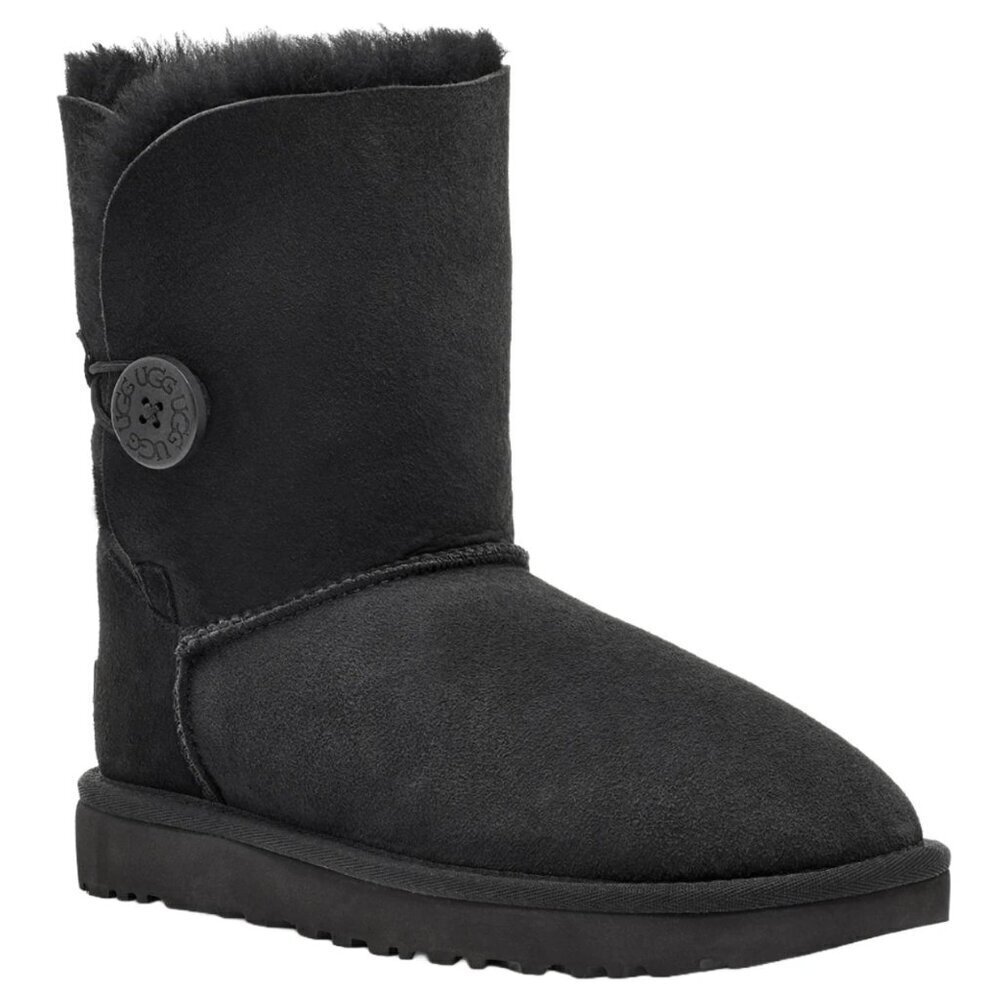 UGG Australia Women's Bailey Button II Black Sheepskin Boot Bootie Size 7 - Picture 1 of 13